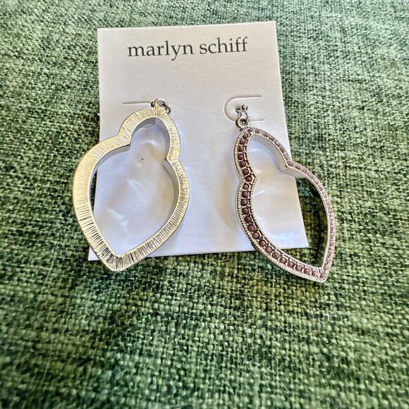 Marlyn Schiff Theresa Pave Open Shape Drop Earrings Tear Drop Silver Tone NEW - Picture 6 of 7